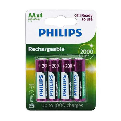 PHILIPS 飛利浦 3號低自放2000mAh充電電池4入