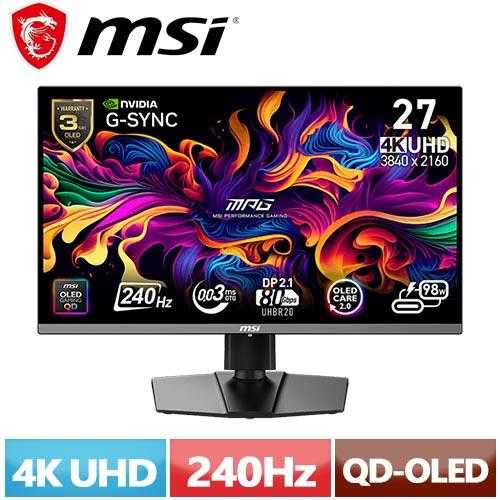 MSI 27型 MPG 272URX QD-OLED 4K 電競顯示器